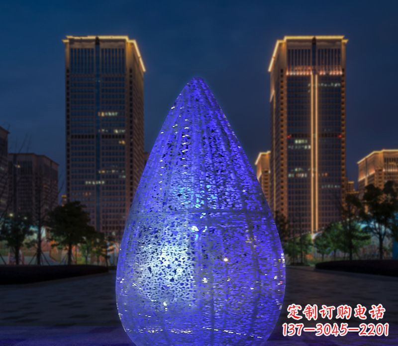 泉州不锈钢小区照明美轮美奂的水滴雕塑