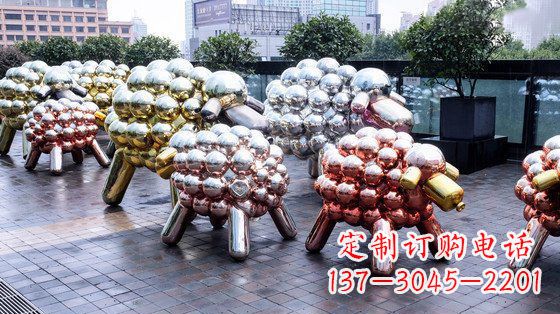 泉州不锈钢小羊肖恩抽象动物雕塑