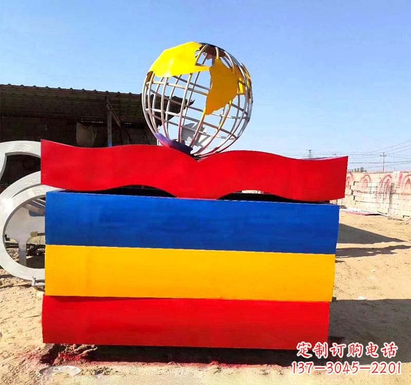 泉州不锈钢校园地球仪雕塑缅怀地球之美