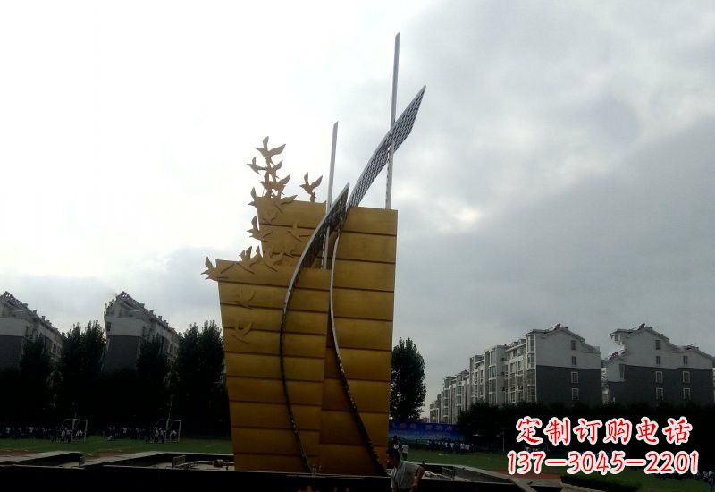 泉州不锈钢校园启航帆船雕塑