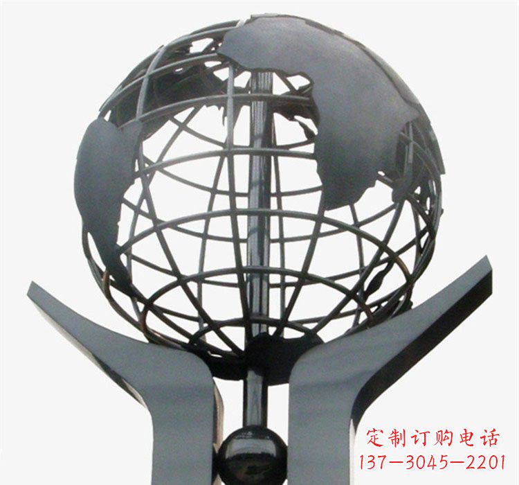 泉州象征地球一体的不锈钢校园手托地球雕塑