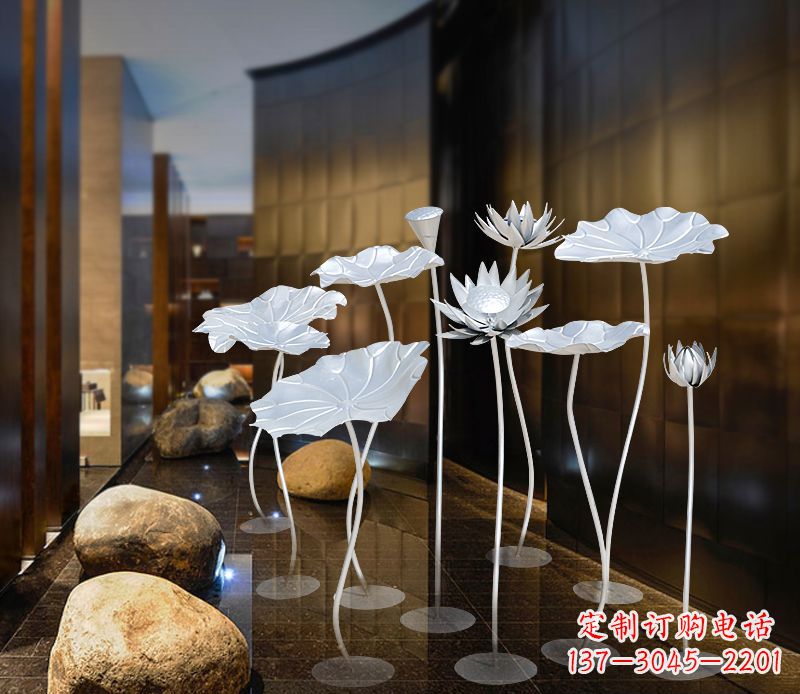 泉州不锈钢银色荷花雕塑精美外形魅力无限