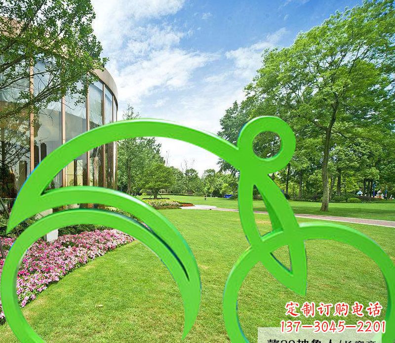 泉州不锈钢荧光绿骑行艺术