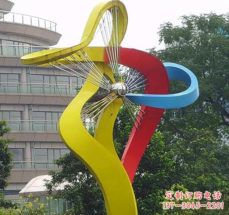 泉州不锈钢园林烤漆风车雕塑