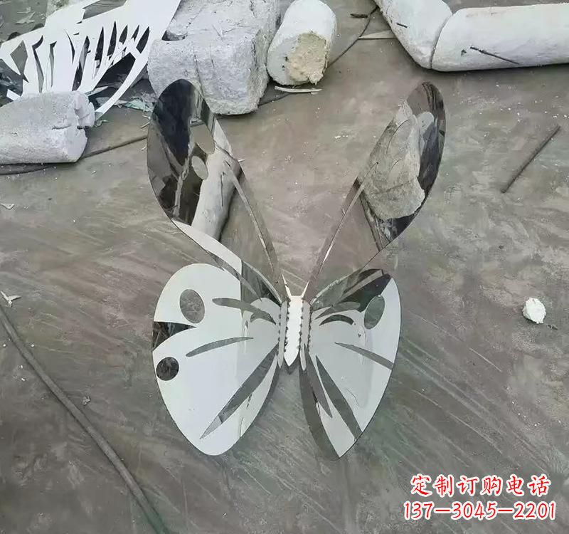 泉州不锈钢园林昆虫镂空蝴蝶雕塑