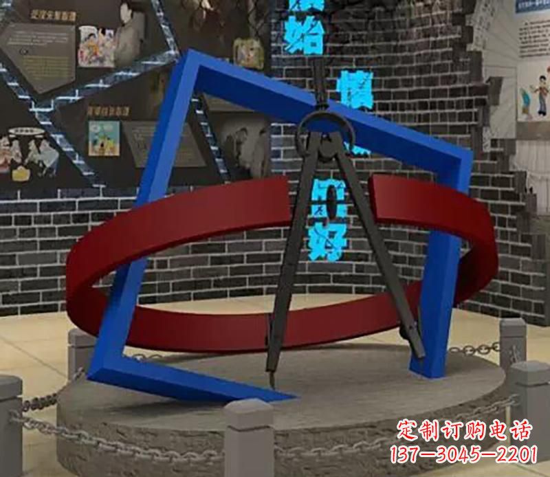 泉州不锈钢圆规雕塑实现景观美化的艺术之作