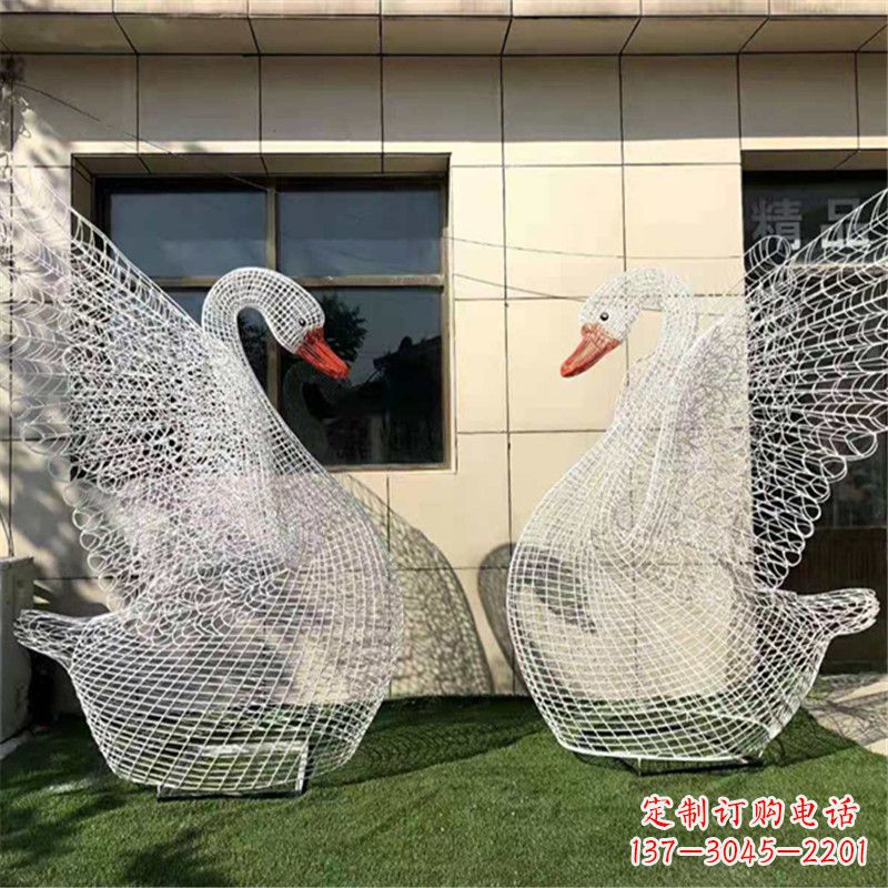 泉州不锈钢展翅网格天鹅雕塑——精美而绚丽
