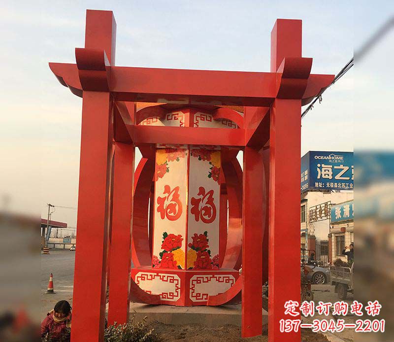 泉州不锈钢中国梦灯笼雕塑