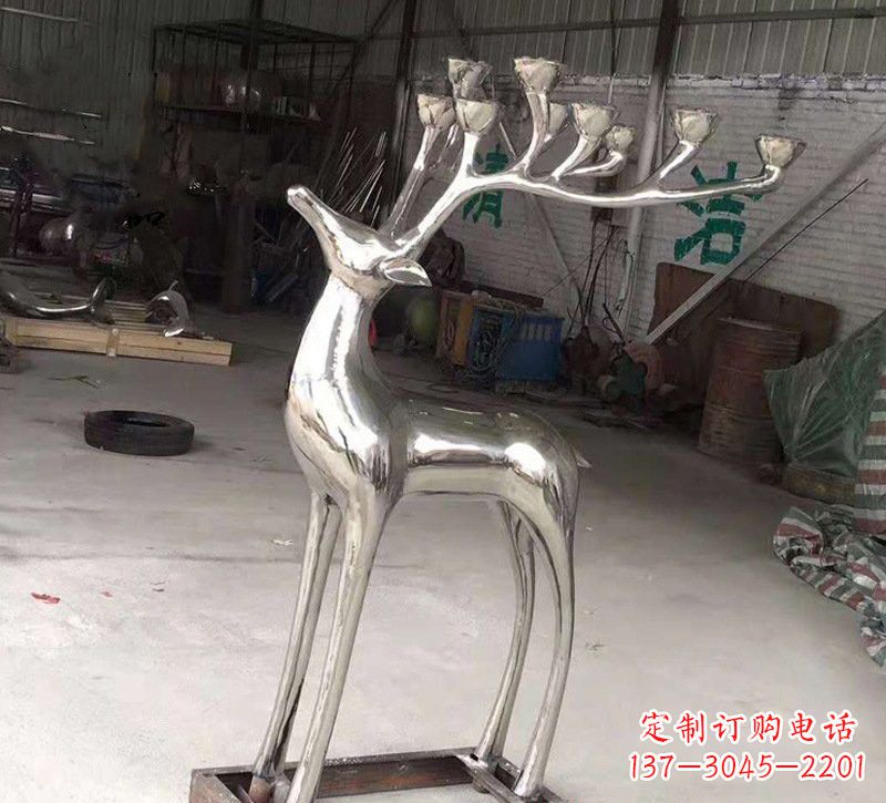 泉州精美梅花鹿雕塑——点亮不锈钢烛台