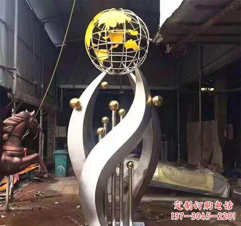 泉州不锈钢转动地球仪雕塑——传承地球文明