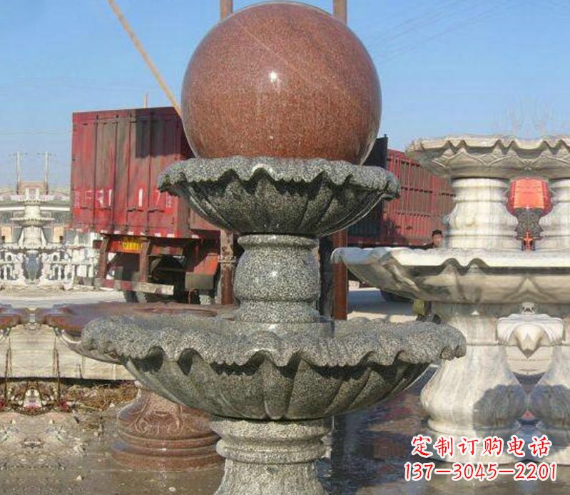 泉州财源滚滚石雕风水球喷泉雕塑 (5)