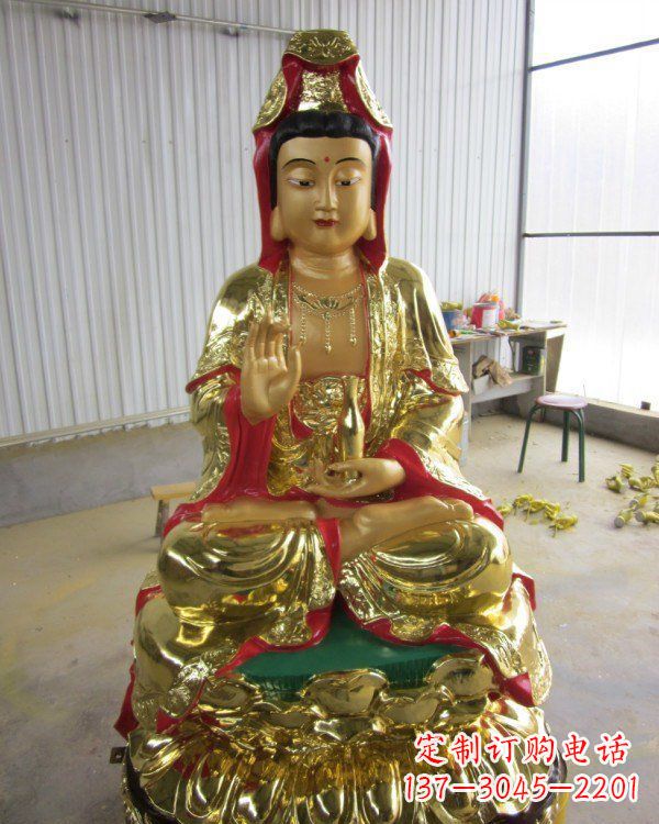 泉州彩绘观音菩萨铜雕