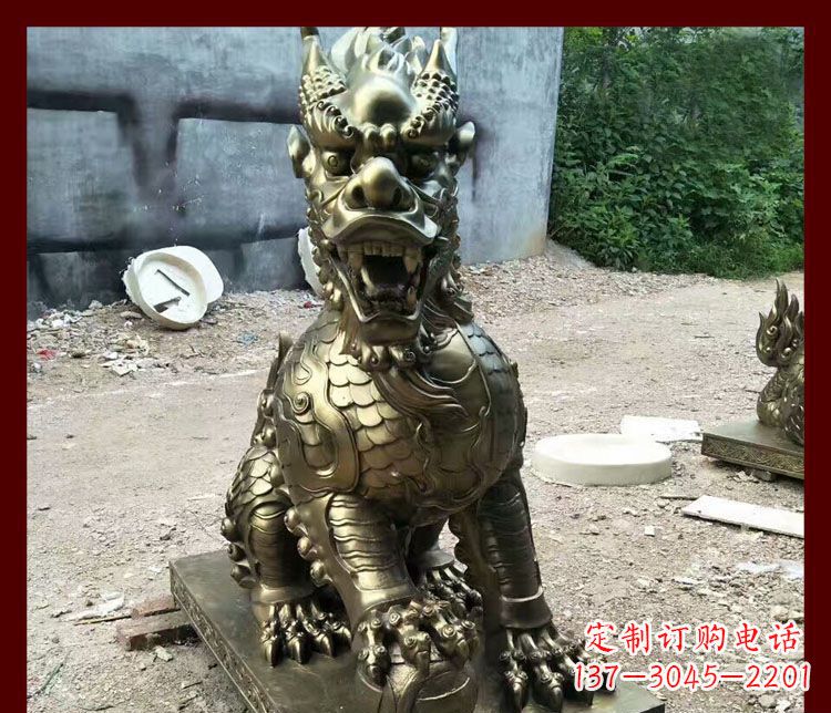 泉州踩球麒麟镇宅铜雕