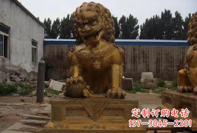 泉州踩绣球狮子铜雕