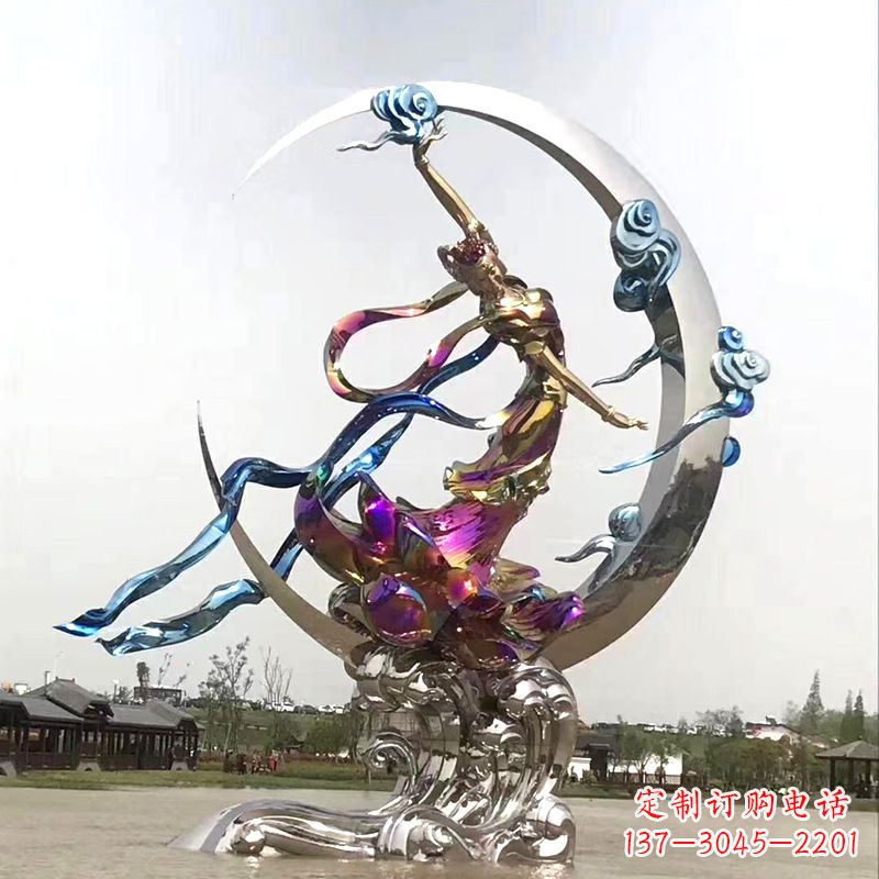 泉州中国古代神话传说中的嫦娥奔月不锈钢雕塑景观