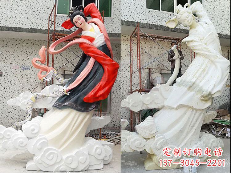 泉州神话中的嫦娥玻璃钢彩绘雕塑