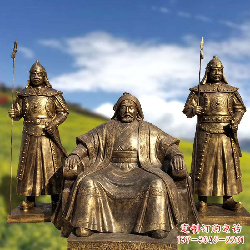 泉州成吉思汗铜雕景观雕塑-玻璃钢仿铜历史名人古代著名人物雕像