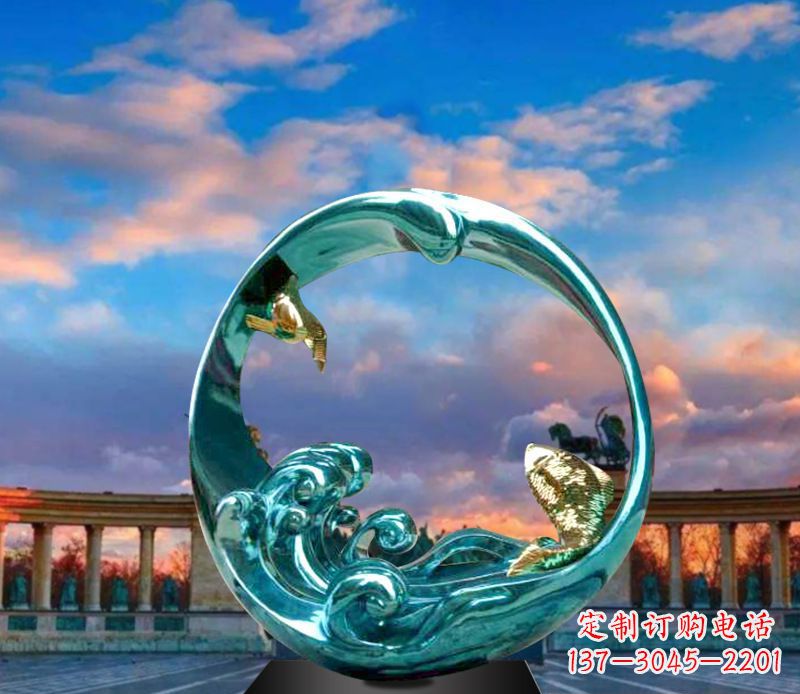 泉州城市之环不锈钢彩银雕塑