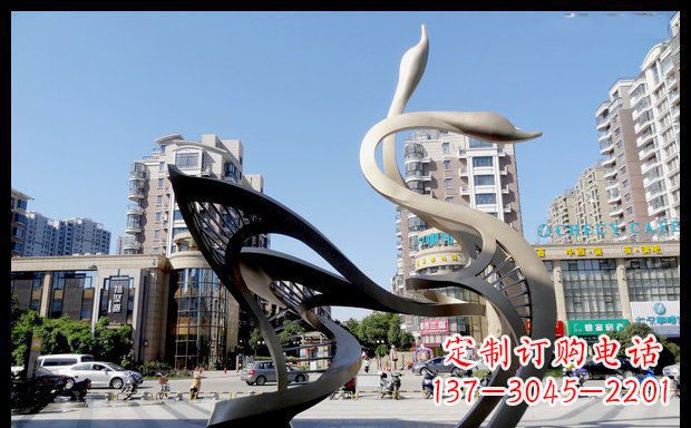 泉州城市凝聚的美丽不锈钢天鹅雕塑