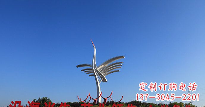 泉州城市抽象不锈钢仙鹤雕塑