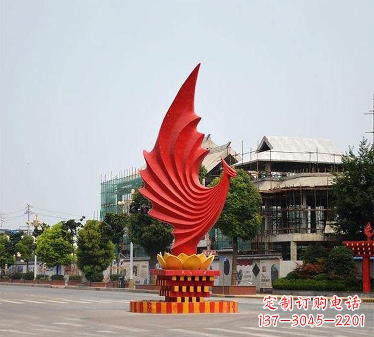 泉州城市街边不锈钢凤凰雕塑