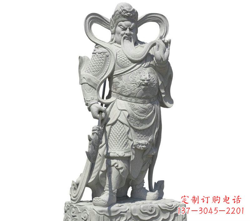 泉州持刀关公武财神石雕