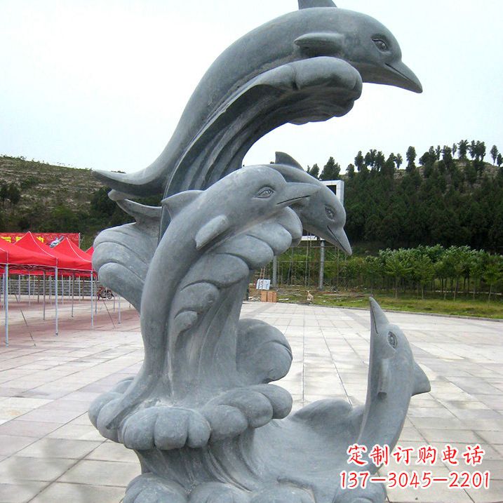 泉州冲浪海豚大理石雕塑