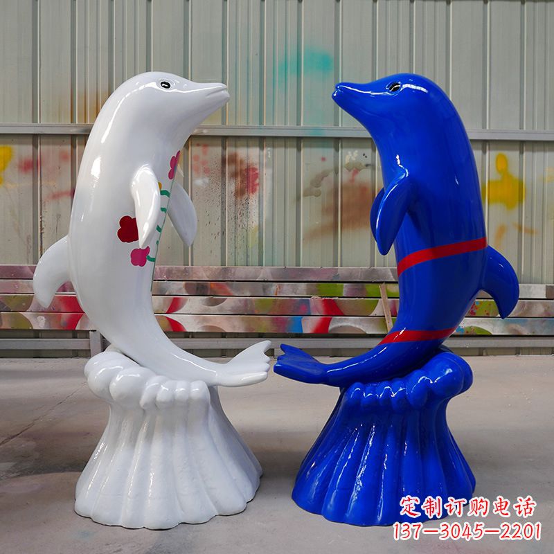 泉州冲浪海豚卡通动物雕塑,园林水景戏水动物景观