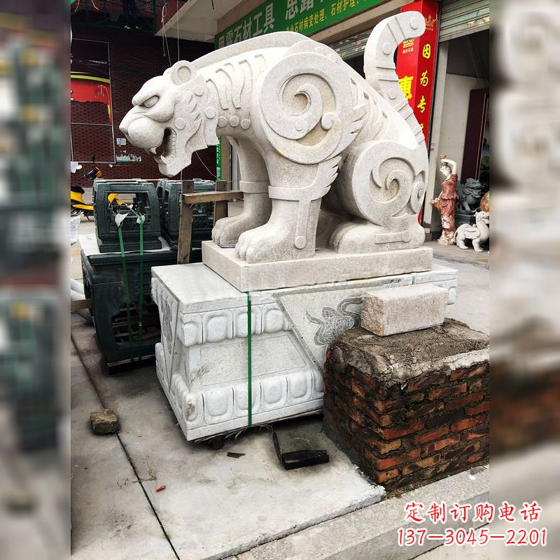泉州抽象豹子石雕-大理石广场大门动物雕塑
