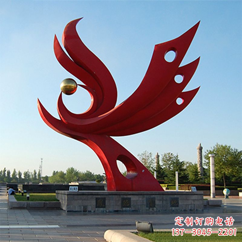 泉州精美凤凰雕塑点缀公园园林景观
