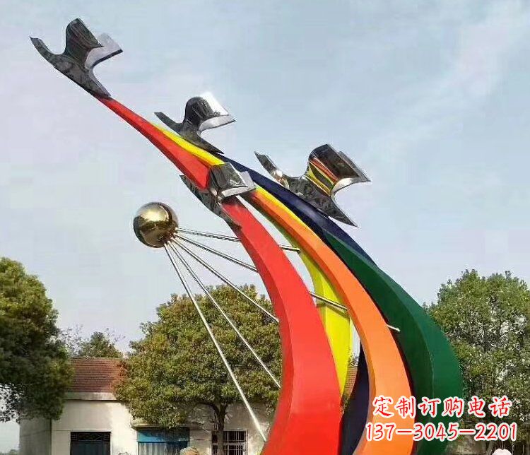 泉州抽象和平鸽和太阳校园不锈钢雕塑