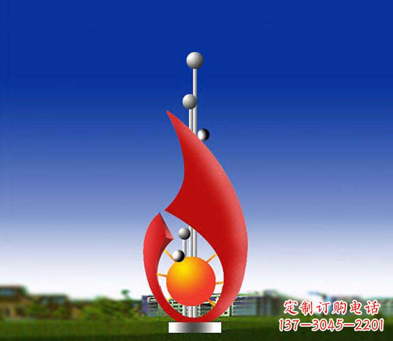 泉州抽象红色水滴广场景观雕塑