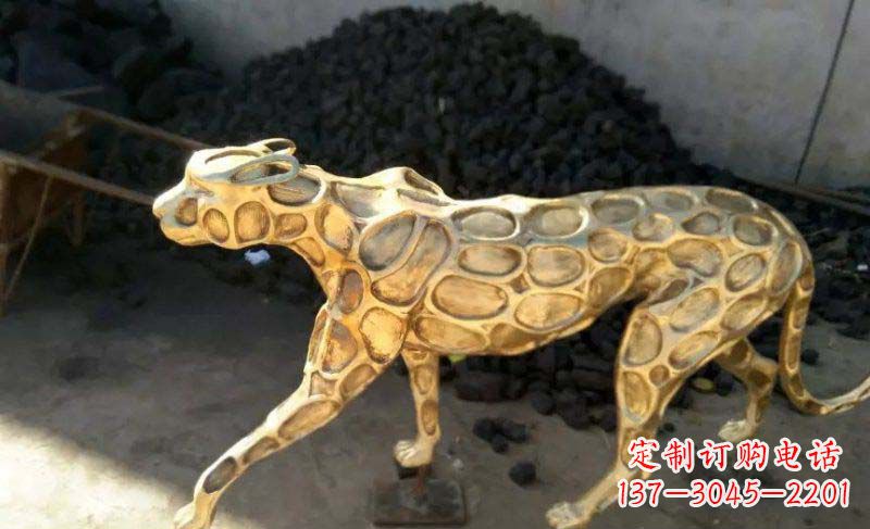 泉州抽象金钱豹公园动物铜雕