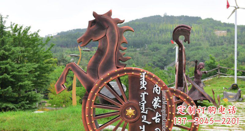 泉州传承历史魅力,不锈钢马车雕塑悠然屹立