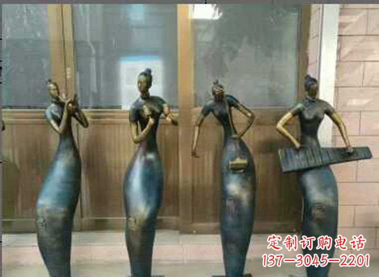 泉州抽象女孩演奏乐器铜雕