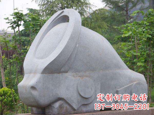 泉州抽象石雕牛-抽象生肖牛动物景观雕塑
