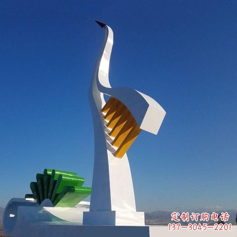 泉州抽象仙鹤不锈钢景观雕塑