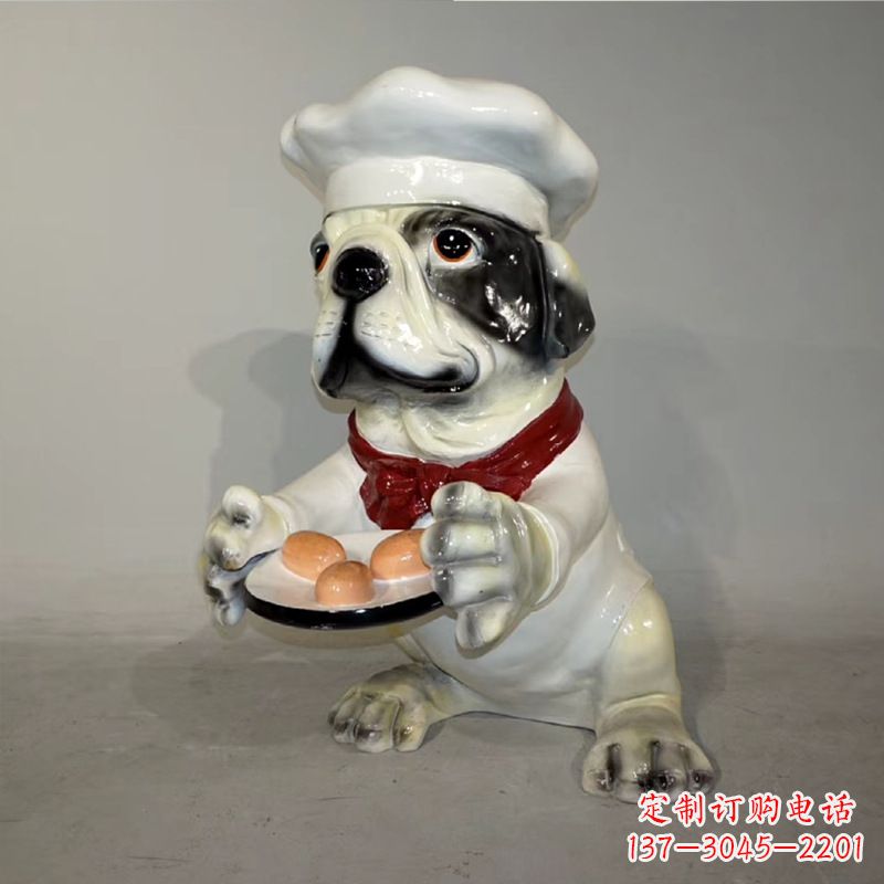 泉州玻璃钢仿陶瓷狗雕塑——以斗牛犬为原型