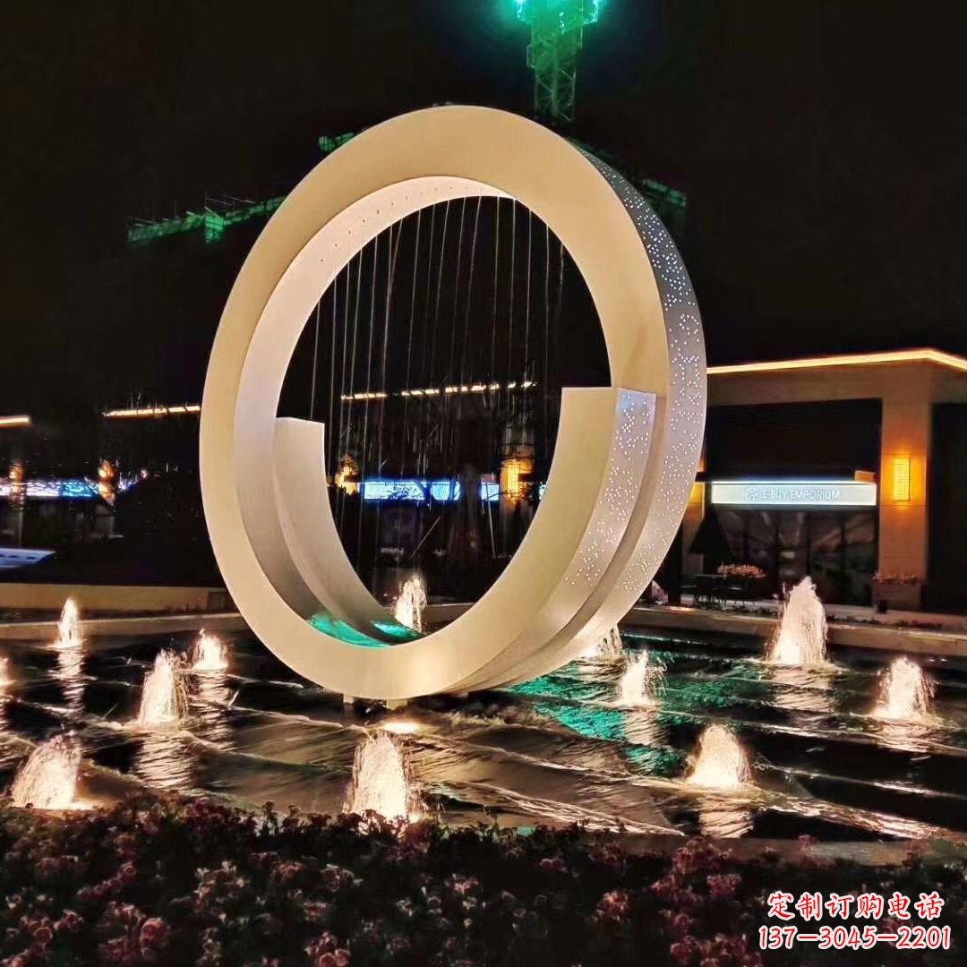 泉州环状喷泉雕塑灯光点亮美丽