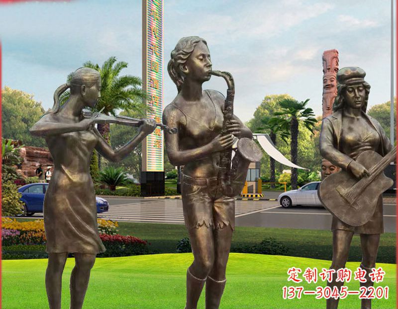 泉州吹萨克斯铜雕人物