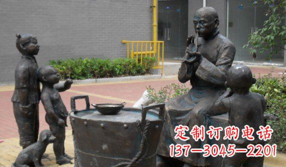 泉州吹糖人儿小品铜雕