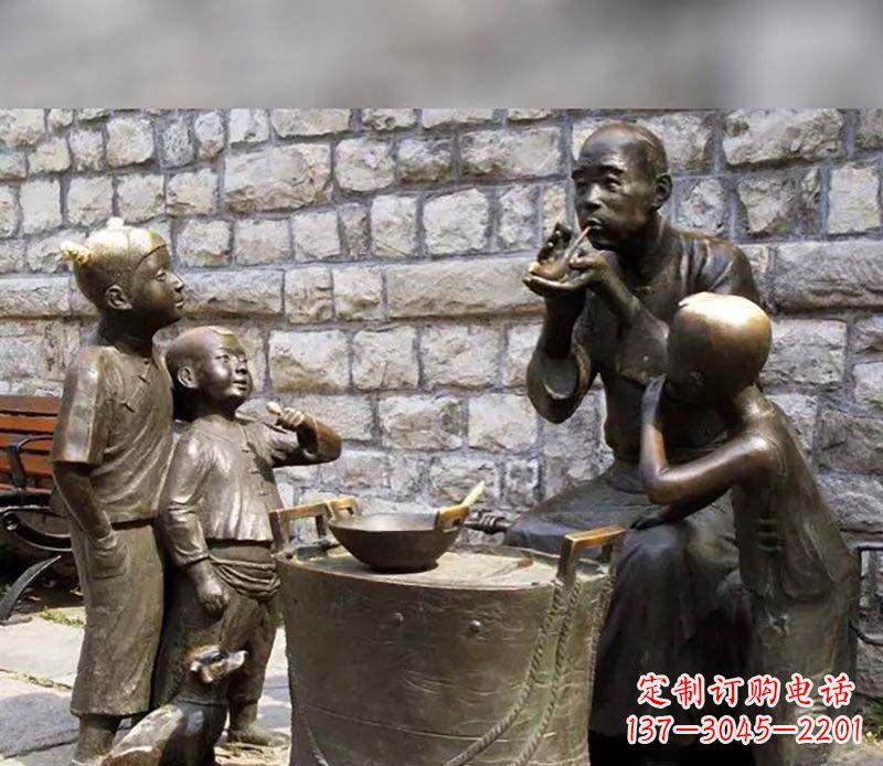 泉州吹糖人广场小品人物铜雕