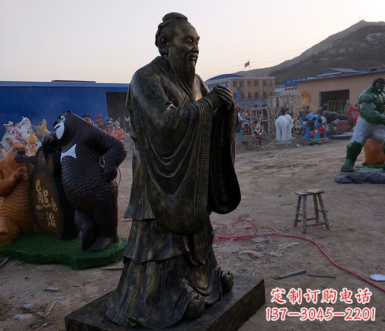 泉州春秋时期人物孔子铜雕雕塑