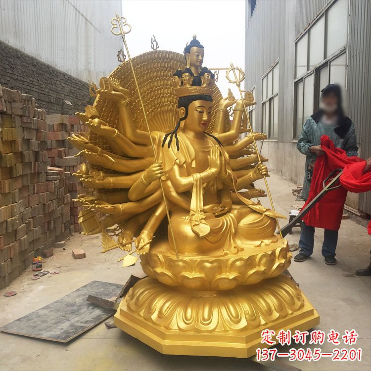 泉州纯铜鎏金千手观音