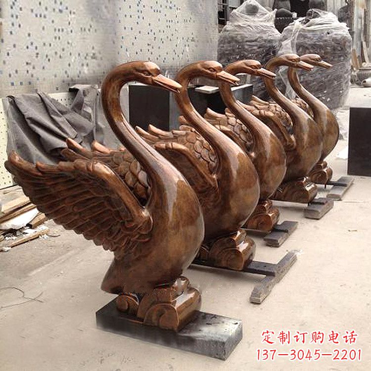 泉州纯铜喷水天鹅雕塑