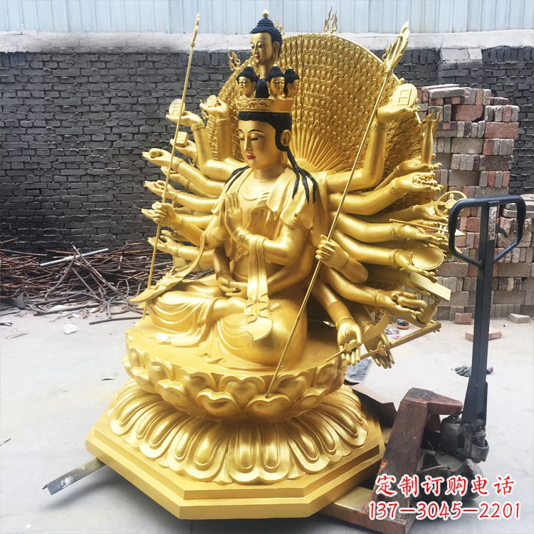 泉州精美纯铜千手观音雕塑