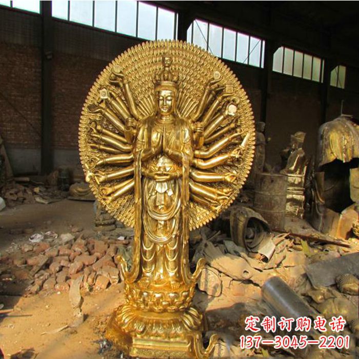 泉州纯铜千手观音雕塑