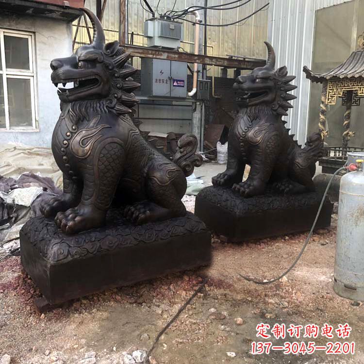 泉州精美纯铜獬豸雕塑中国古代神兽雕刻之美