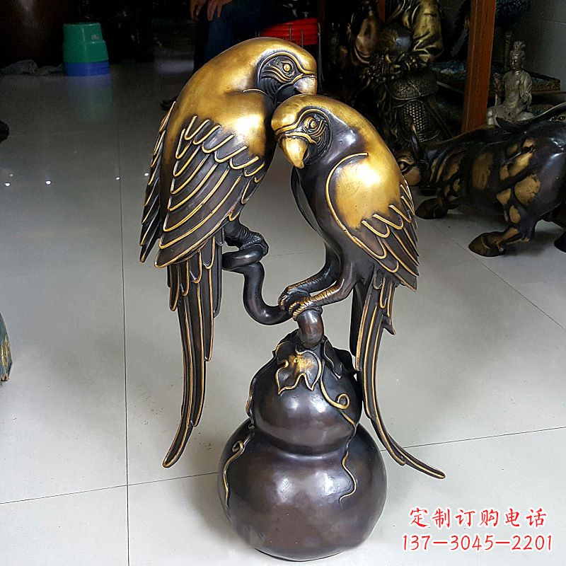 泉州铸造纯铜鹦鹉雕塑