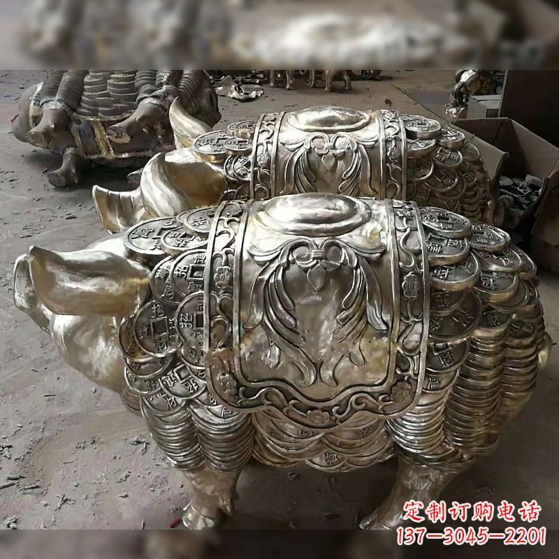 泉州纯铜铸造猪铜雕-招财生肖动物风水雕塑